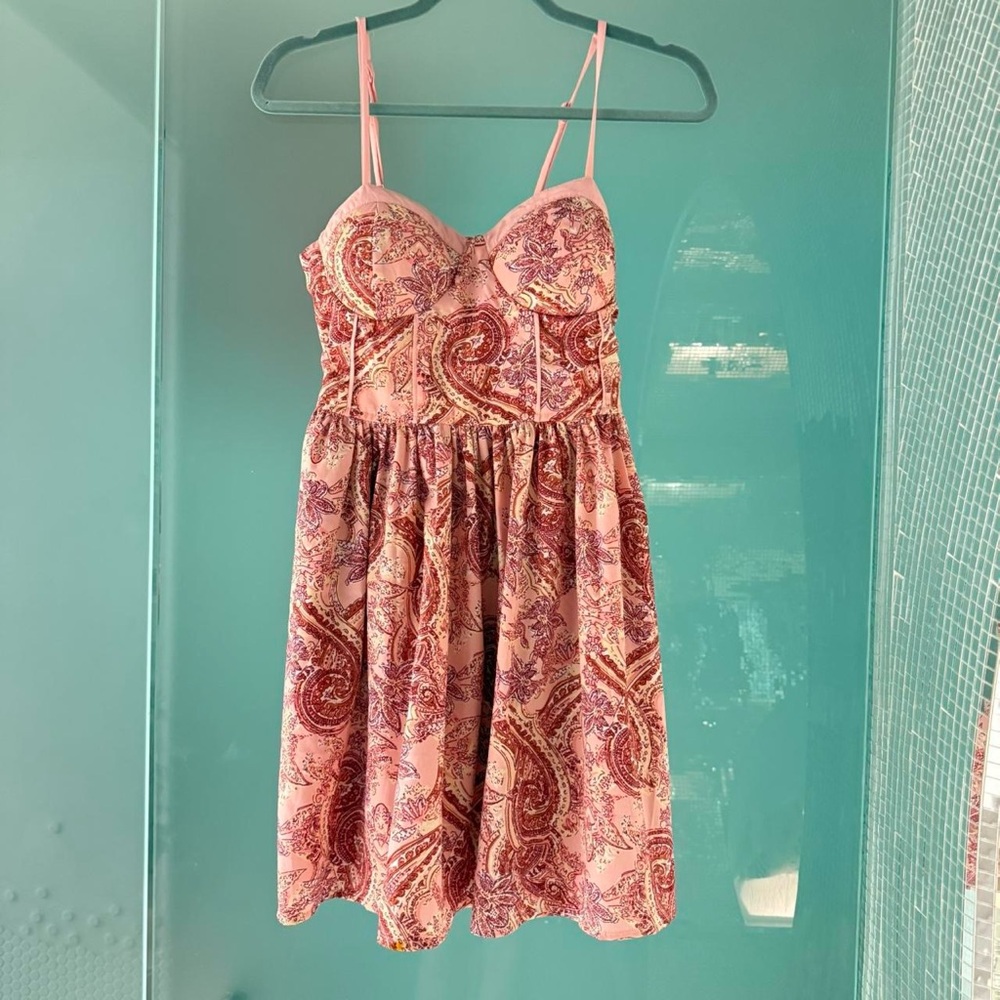 Pink Paisley Corset Sundress - Size Medium